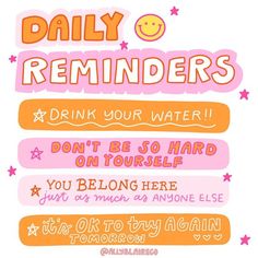 the daily reminders are in pink and orange