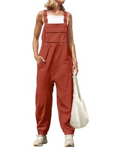 PRICES MAY VARY. Size Guide: S=US 4-6, M=US 8-10, L=US 12-14, XL=US 16-18. This womens overalls is made of lightweight and breathable fabric, casual and comfort. Please note that the fabric has no stretch. This overalls jumpsuit features adjustable shoulder straps with button closure, a sleeveless and backless design, square neckline, solid color, and elastic band at the pant ankles, along with two convenient side pockets. Its relaxed, loose fit makes it versatile and stylish for a variety of oc Cheap Multicolor Casual Jumpsuits And Rompers, Cheap Casual One-piece Jumpsuits And Rompers, Cheap Relaxed Fit Overalls And Rompers, Cheap Cotton Plain Color Jumpsuits And Rompers, Cheap Summer Jumpsuits And Rompers Overalls, Cheap Fitted Cotton Jumpsuits And Rompers, Cheap Baggy Casual Jumpsuits And Rompers, Cheap Fitted Jumpsuits And Rompers With Adjustable Straps, Cheap Trendy Overall Jumpsuits And Rompers