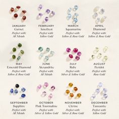 This listing is set up for adding additional birthstones to an order. Not sold separately. Please share your order number when you place your order. Each additional birthstone is £35. January - Garnet February - Amethyst March - Aquamarine April - Diamond May - Emerald Diamond June - Alexandrite July - Ruby August - Peridot September - Sapphire October - Pink Tourmaline November - Citrine December - Tanzanite dimensions: Each birthstone measures approx. 1.25mm Diamonds measure approx 1.3mm Green Month Birthstones, Getting It Together, Birth Stones, Birthstones By Month, Family Tattoo, Birthstone Colors, August Birthstone, Birthday Ring, January Birthstone