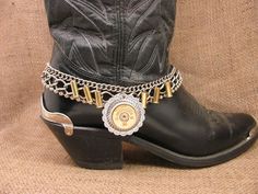 Boot Bracelet - Multi-Chain Concho 12 Gauge Shotshell Boot Bracelet Bullet Shell Jewelry, Shotgun Shell Jewelry, Bullet Casing Jewelry, 12 Gauge Shotgun, Bullet Crafts, Boot Bracelet, Bullet Necklace, Boot Bling, Bullet Jewelry