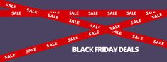 black friday sale banner with red ribbon