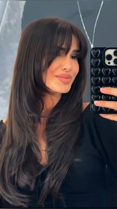 2024 Haircuts For Women Long Hair, Different Bangs, Rambut Brunette, Brown Hair Inspo, Hair Inspiration Long, Bangs With Medium Hair, Hairstyles For Layered Hair, Long Dark Hair, Hair Stylies