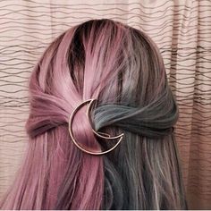 Moon Hair, Ombre Hair Color, Crazy Hair, Grey Hair, Hair Barrettes, Ombre Hair, Half Moon