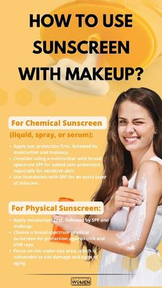 #summercare #summermakeup Sunscreen With Makeup, Use Sunscreen, Foundation With Spf, Makeup Help, Chemical Sunscreen, Summer Makeup, Eye Area, Skin Protection