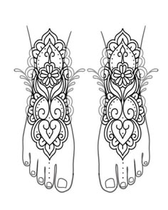 two feet with intricate designs on them