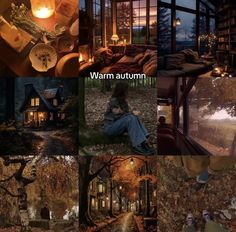 there are many different pictures with words on them that say warm autumn and the night is coming