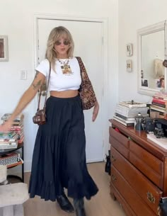 Mid Twenties Going Out Outfits, Edgy Outfits Women 20s, Funky Date Night Outfit, Music Festival Outfits Curvy, Long Dress Concert Outfit, Oversized Shirt And Mini Skirt, Thrifted Concert Outfit, Boho Grunge Summer Outfits, Concert Outfit Ideas Indie Rock