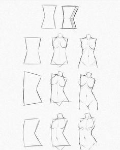 a drawing of different shapes and sizes of clothes