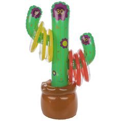 an inflatable toy cactus with flowers on it