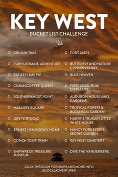 Key West Bucket List Challenge over a photo of Cruisin Tikis sunset cruise Bucket List Challenge