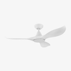 a white ceiling fan against a white background