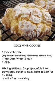 a facebook page with an image of cookies on it and the caption reads cool whip cookies