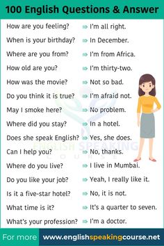 an english speaking poster with the words, 100 english questions and answers