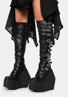 Wishlist – Dolls Kill Wedge Platform Boots, Platform Heel Boots, Platform Knee High Boots, Demonia Boots, Knee High Platform Boots, Platform Heels Boots, Mesh Tops, Black Platform Boots, Black Dolls