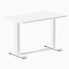 a white desk with two legs on the top and one leg raised up to show it's flat surface