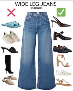 Shoes For Wide Leg Jeans, Wide Leg Outfit, Wide Leg Jeans Outfit, Leg Pants Outfit, Elegante Casual, Outfit Jeans, Easy Trendy Outfits