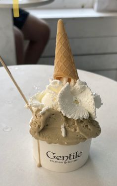 an ice cream sundae on a table