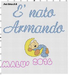 a cross stitch pattern with an infant on the moon