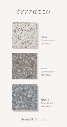 the different colors and textures of terrazzo are shown in this graphic style, with text below