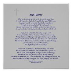 a poem written in blue ink with a cross on the top and an inscription below it that reads, my pastor