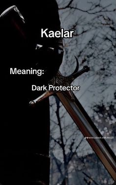 a black and white photo with the words meaning dark protector