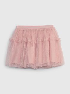 Soft tulle skirt.  Elasticized waist.  Tiered skirt.  Allover  polka dots.  Easy pull-on waist.  Easy through the hip and thigh.  Hits at the knee. Playful Skirted Bottoms With Elastic Waistband, Cute Tiered Tulle Skirt, Cute Tulle Skirt For Summer, Summer Tulle Skirted Bottoms, Cute Tiered Skirt For Party, Fitted Tulle Skirted Bottoms, Summer Tulle Mini Skirt, Ruffled Tulle Skirted Bottoms, Ruffled Tulle Skirt Bottoms