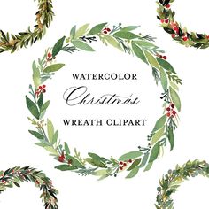 watercolor christmas wreath clipart