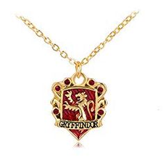 a red and gold necklace with the words gryffindor on it