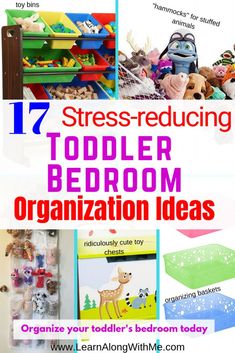 there are many different activities to do with toddler's bedroom organization and storage