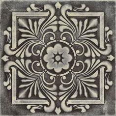 an old fashioned tile design in black and white