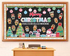 Christmas Bulletin Board Decoration Xmas Gingerbread Cutouts DIY Photo Crafts Christmas Tree Bulletin Board Set Classroom Decor for Winter Holiday Chalkboard Wall School Office Supplies