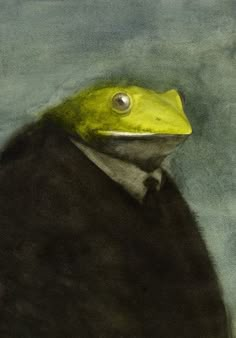 a painting of a frog wearing a suit and tie