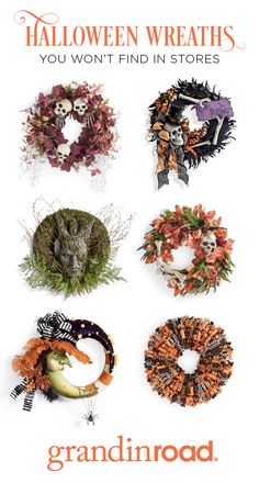 an advertisement for the grandin road halloween wreaths