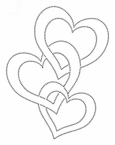 two hearts in the shape of a cross with dotted lines to make it look like they are