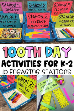 several different activities for children to do in the classroom, including writing and numbers on sticky notes