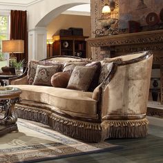 Solaris Antique Brown Sofa  / HD-1631 - Ornate Home European Living Room, 3 Piece Living Room Set, Sofa And Loveseat Set, Traditional Sofa, Beige Sofa, Beautiful Sofas, Brown Sofa, Living Room Sets Furniture, Living Room Set