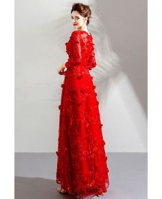 Buy Special Long Red Floral Party Dress With Long Sleeves Flowers at wholesale price online. Free shipping and pro custom service since 2009. Long Sleeve Gown For Party Season, Red Long Sleeve Banquet Dress, Party Season Long Sleeve Gown, Holiday Banquet Maxi Dress With Long Sleeves, Holiday Banquet Long Sleeve Maxi Dress, Long Sleeve Maxi Dress For Banquet Holiday, Holiday Long Sleeve Maxi Dress For Banquets, Holiday Long Sleeve Maxi Dress For Banquet, Long Sleeve Party Gown