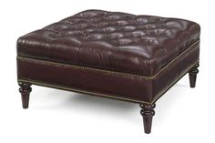 Oxford 39 Inch Square Deep Button Tufted Ottoman With Nailhead Trim Tufted Ottoman Coffee Table, Tufted Leather Ottoman, Large Square Ottoman, Tufted Leather Chair, Leather Cocktail Ottoman, Storage Ottoman Coffee Table, Club Furniture, Oversized Ottoman, Tufted Bench