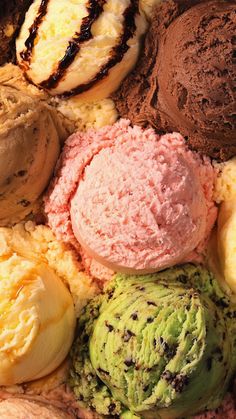 an assortment of different types of ice cream