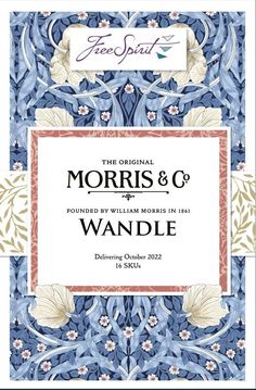 the original morrs & co wanddle is shown in blue and white floral design