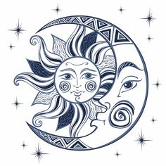 Moon And Sun Painting, Sun And Moon Mandala, The Moon And The Sun, Moon And The Sun, Moon Mandala, Moon Vector