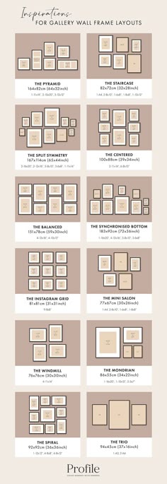 an info sheet showing the different layouts for each product, and how to use them