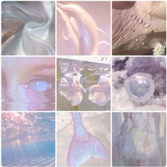 many different images of the same person's face and body, all in pastel colors