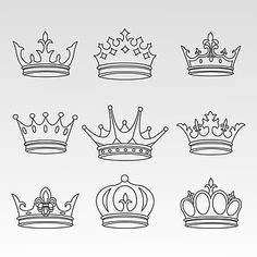 six crowns drawn in black and white on a gray background stock photo © shutterstocker