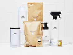 the contents of an eco - friendly skin care product displayed on a white countertop