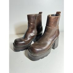 You Are Bidding On A Pair Of Spin Boots From Steve Madden, Dark Brown Distressed Leather, Size 9.5, Excellent Used Condition. 3.5" Chunky Heel, Square Toe, Inside Zip. All Sales Are Final So Please Email With Questions. Steve Madden Brown Boots, Steve Madden Platform Boots, Bratz Boots, Brown Platform Boots, 90s Boots, Steve Madden Boots Ankle, Steve Madden Platform, Heel Boot, Distressed Leather