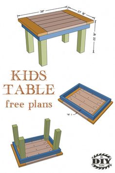 the plans for a kids's table with free plans