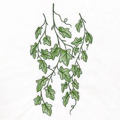 a drawing of green leaves on a white background