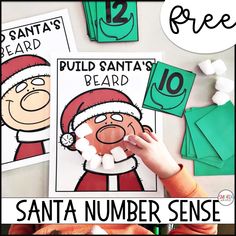 santa's beard and number sense printables for kids to practice numbers in the classroom