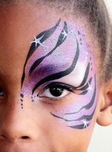 Zebra Makeup, Easy Face Painting Designs, Eye Face Painting, Animal Face Paintings, Kids Face Painting, Adult Face Painting, Face Paint Designs, Cheek Art, Girl Face Painting